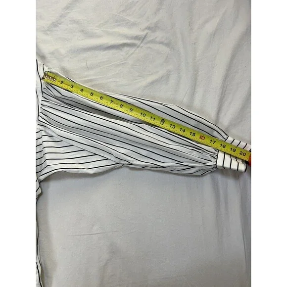 Ralph Lauren Black Label Collarless Tunic Striped Blouse Puffy Sleeves | Size 10 - Picture 14 of 15